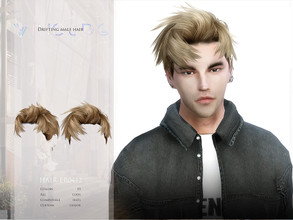 Sims 4 — Drifting male hair ER0412 by wingssims — Colors:15 All lods Compatible hats Support custom editing hair color