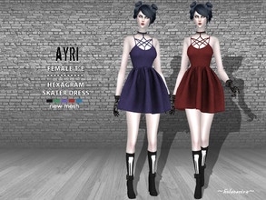 Sims 4 — AYRI - Hexagram Mini Dress by Helsoseira — Style : Hexagram mini skater dress Name : AYRI Sub part Type : Short