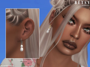 Sims 4 — BETSY | earrings by Plumbobs_n_Fries — Double Pearl Drop Earrings New Mesh HQ Texture Female | Teen - Elders 5