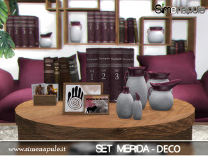 Sims 4 — Set Merida Deco by Simenapule — Set Merida Deco. The set includes 8 Objects: - Encyclopedia - Vintage Classic