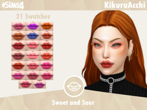 Sims 4 — Sweet and Sour Lipstick by siyahanime — - It is suitable for Female and Male. ( Teen to elder ) - 21 swatches -
