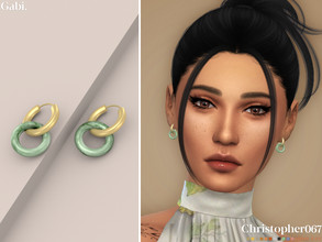 Sims 4 — Gabi Earrings by christopher0672 — This is an eccentric pair of thick metal hoop earrings with a thick crystal