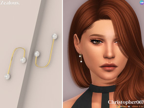 Sims 4 — Zealous Earrings by christopher0672 — This is a gorgeous set of pearl bead threader earrings. 8 Colors New Mesh