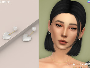 Sims 4 — Lustre Earrings by christopher0672 — This is a sweet pair of pearl heart pendant jacket-style earrings. 8 Colors