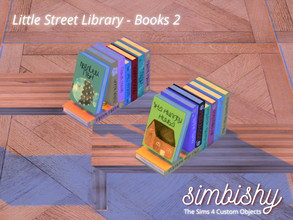 Sims 4 — Little Street Library - Books 2 by simbishy — A cute arrangement of 8 colourful books. Not perfectly arranged.
