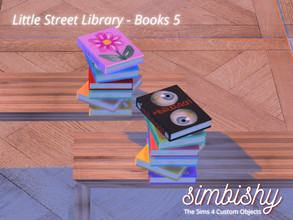 Sims 4 — Little Street Library - Books 5 by simbishy — A cute stack of 6 colourful books. Not perfectly arranged.