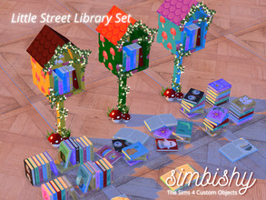 Sims 4 — Little Street Library Set by simbishy — Inspired by the 'little street libraries' found around Sydney,