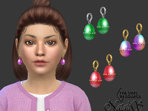 Sims 4 — Easter egg drop earrings- child by Natalis — Easter egg drop earrings- child. 14 color options. Female