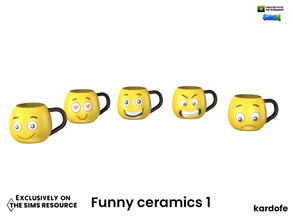 Sims 4 — kardofe_Funny ceramics_Cup 1 by kardofe — Mug decorated with emoticon expressions, in five different options