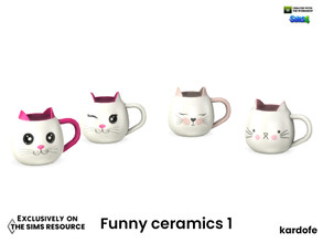Sims 4 — kardofe_Funny ceramics_Kitten mug by kardofe — Mug with faces and kitty ears, in four different options