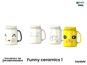 Sims 4 — kardofe_Funny ceramics_Pitcher by kardofe — Mug with cat faces, in four different options