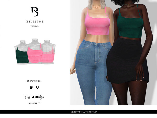 Sims 4 — Slinky Strap Crop Top by Bill_Sims — This top features a slinky material with straps and a cropped length! -