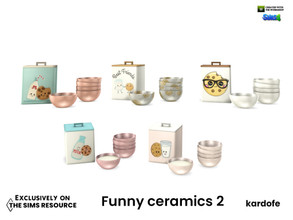 Sims 4 — kardofe_Funny ceramics_Biscuit tin by kardofe — Decorative group with biscuit tin, milk bowl and stacked bowls,