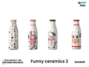 Sims 4 — kardofe_Funny ceramics_Bottle by kardofe — Milk bottle with cow decorations in four different options