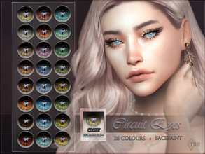 Sims 4 — Circuit Eyes by RemusSirion — Circuit Eyes, bright facepaint eyes in 28 colours. Facepaint category 28 colours