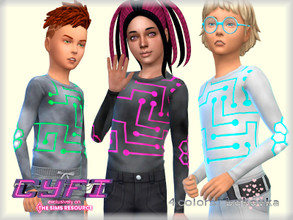 Sims 4 — CyFi  Shirt Cyberpunk  child by bukovka — T-shirt for children of both sexes, boys and girls. Installed