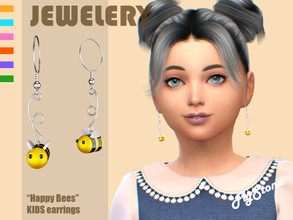 Sims 4 — "Happy Bees" KIDS edition earrings by FlyStone — "Happy Bees" KIDS Edition Earrings. At the