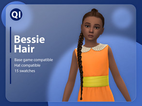 Sims 4 — Bessie Hair by qicc — A sleek long braided ponytail. - Maxis Match - Base game compatible - Hat compatible -