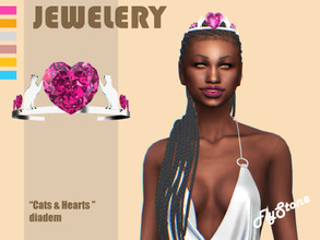 Sims 4 — "Cats and Hearts" diadem by FlyStone — "Cats and Hearts" diadem with shiny crystals plus