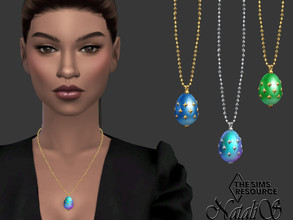 Sims 4 — Easter egg pendant by Natalis — Easter egg jewelry pendant. 12 color options. Female teen-elder. HQ mod