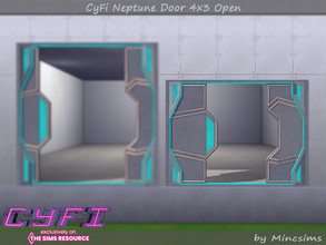 Sims 4 — CyFi Neptune Door 4x3 Open by Mincsims — Basegame Compatible. 6 swatches
