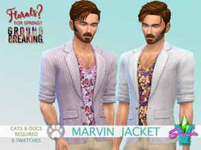 Sims 4 — FFSG Marvin Blazer with Tee by SimmieV — Can anything be more ready for Spring than a seersucker blazer? Maybe