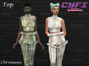 Sims 4 — CyFi Futuristic Top by chrimsimy — A shiny futuristic top made of metal in different colors! I hope you like it!