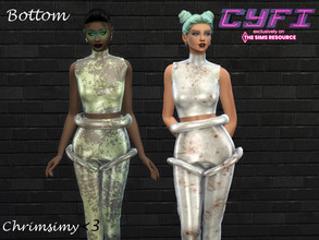 Sims 4 — CyFi Futuristic Pants by chrimsimy — Futuristic pants made of shiny metal with details around the waist and