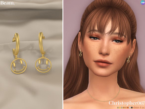 Sims 4 — Beam Earrings by christopher0672 — This is a cute n' kitschy pair of small hoop earrings with a small smiley