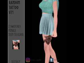Sims 4 — Random Tattoo V71 by Reevaly — 2 Swatches. Teen to Elder. Female. Base Game compatible. Please do not reupload.