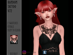 Sims 4 — Random Tattoo V72 by Reevaly — 2 Swatches. Teen to Elder. Female. Base Game compatible. Please do not reupload.