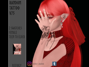 Sims 4 — Random Tattoo V73 by Reevaly — 2 Swatches. Teen to Elder. Female. Base Game compatible. Please do not reupload.