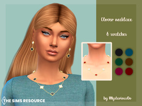Sims 4 — Clover necklace by MysteriousOo — Clover necklace in 6 colors 6 Swatches; Base Game compatible; HQ compatible;