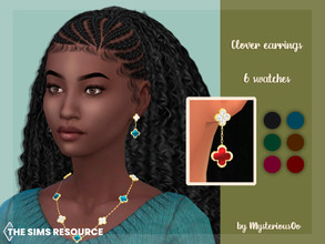 Sims 4 — Clover earrings by MysteriousOo — Clover earrings in 6 colors 6 Swatches; Base Game compatible; HQ compatible;