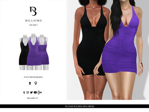 Sims 3 — Plunge Ruched Mini Dress by Bill_Sims — This dress features a plunge neckline and ruching all-over in a body
