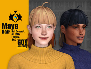 Sims 4 — Maya Hair by GoAmazons — >Base game compatible female hairstyle >Hat compatible >From Teen to Elder