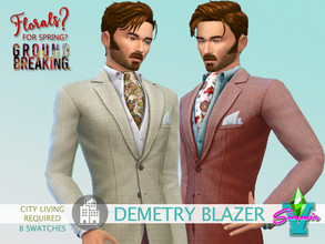Sims 4 — FFSG Demetry Blazer with Ascot by SimmieV — Is it time for high tea? Demetry thinks it is, or possibly a jaunt
