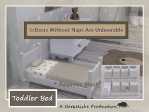 Sims 4 — Bears Without Naps Are Unbearable Toddler Bed by Garbelishe — Toddler Bed with 8 Swatches. Requires Mesh.