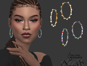 Sims 4 — Enamel dot hoop earrings by Natalis — Enamel dot hoop earrings. 8 color options. Female teen-elder. HQ mod