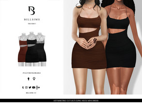 Sims 3 — Asymmetric Cut Out Cowl Neck Mini Dress by Bill_Sims — This dress features a cowl neck with ultra thin straps