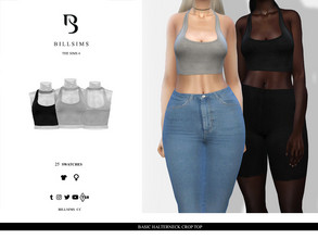Sims 4 — Basic Halterneck Crop Top by Bill_Sims — This top features a halterneck design and a cropped fit! - Female,