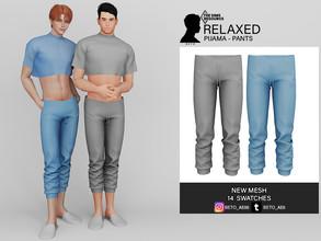 Sims 4 —  Relaxed (Pijama - Pants) by Beto_ae0 — Men pants with solid colors - 14 colors - Adult-Elder-Teen-Young Adult -