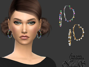 Sims 4 — Enamel dot heart earrings by Natalis — Enamel dot heart earrings. 10 color options. Female teen-elder. HQ mod