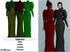 Sims 4 — Fashion Dress by couquett — Ideal dress for your sims this dress have all map done this dress have 14 colors.