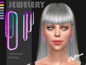 Sims 4 — "Arintheas" earrings by FlyStone — "Arintheas" earrings great cyberpunk style gradient neon