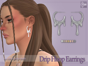 Sims 4 — Drip Hoop Earrings by SunflowerPetalsCC — A pair of dripping hoop earrings in 7 metal swatches.