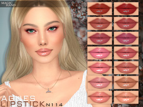 Sims 4 — Agnes Lipstick N114 by MagicHand — Glossy lips in 18 colors - HQ Compatible. Preview - CAS thumbnail Pictures