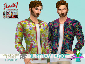 Sims 4 — FFSG Burtram Jacket by SimmieV — A sporty zip up jacket for those cooler spring days. Featuring 8 floral prints