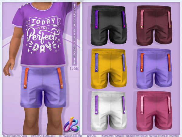 Sims 4 — Toddler Girl Shorts RPL155B by RobertaPLobo — :: Toddler Shorts RPL155B for girls - TS4 :: 6 swatches :: Custom