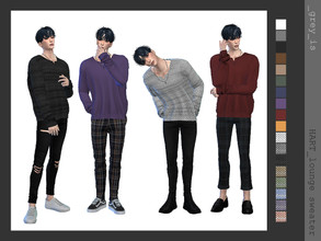 Sims 4 — _hart_ 013 Lounge Sweater by greyIS — Casual lounge shirt in both dark and bright colours. Men's leisure sweater